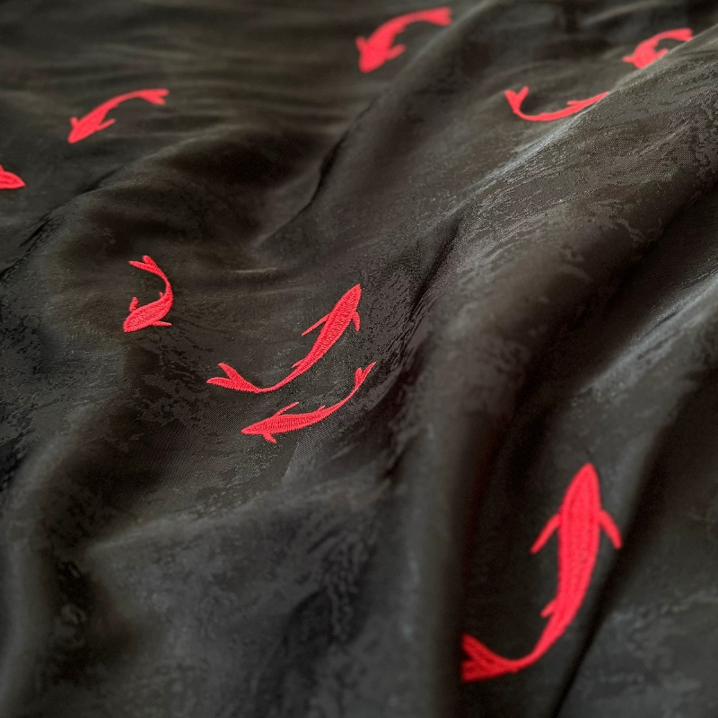 Black Chinese Style Embroidery - Summer Clothing Material のレビューと価格