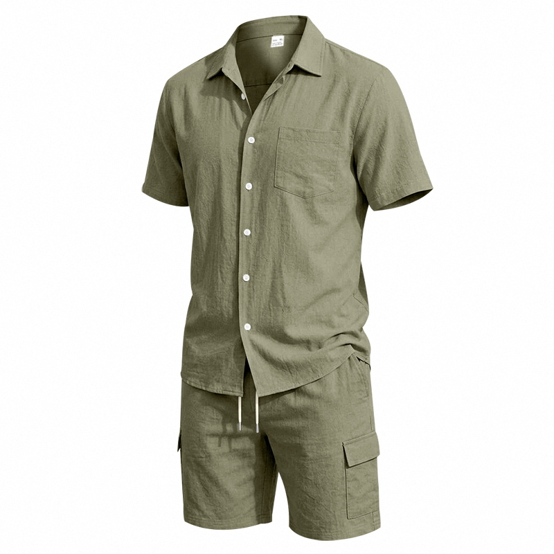 Men Summer American Linen Two  - Summer Clothing Sets のレビューと価格