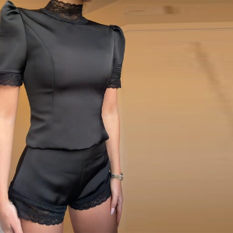 New Satin Lace Edge Top Short  - Off Shoulder Blouse のレビューと価格
